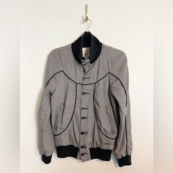 Vintage Diesel Y2K houndstooth Bomber Jacket in black and white XS - Picture 1 of 9